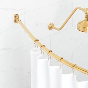 Signature Hardware 466758 60" Curved Brass Shower Rod Brushed Gold